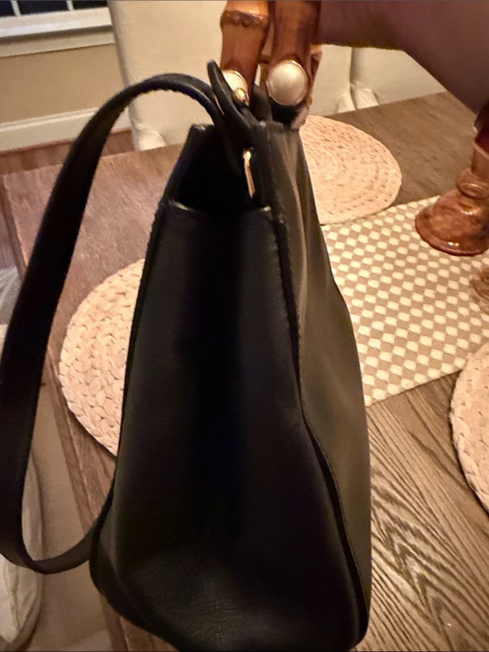 Gucci Black Leather Crossbody with Bamboo Top Handles